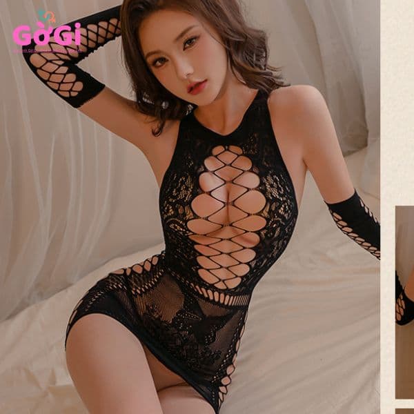 Đồ sexy lưới show ngực cực đẹp kèm hoa văn hình bướm