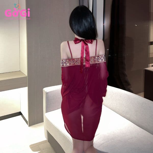 Đồ ngủ sexy cổ trang xuyên thấu kiểu áo choàng