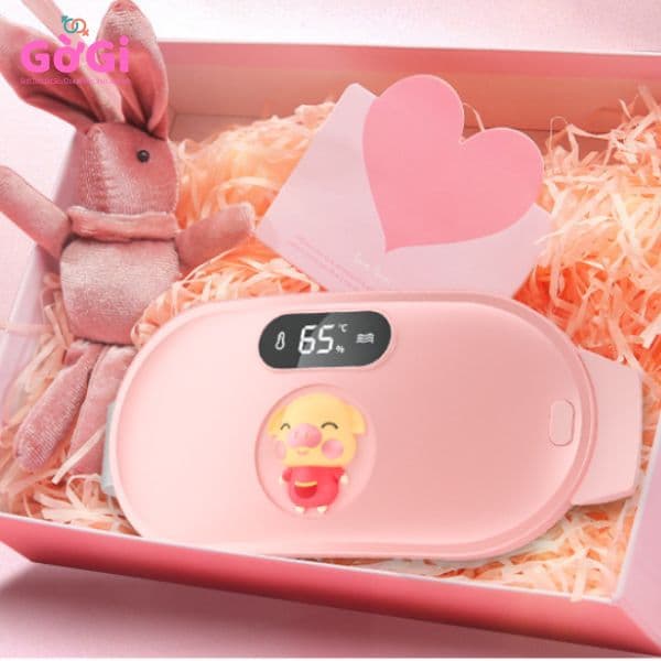 Đai làm ấm tử cung, massage bụng, sưởi ấm giảm đau bụng kinh hình con heo siêu dễ thương (Hộp quà tặng sang trọng tiêu chuẩn)