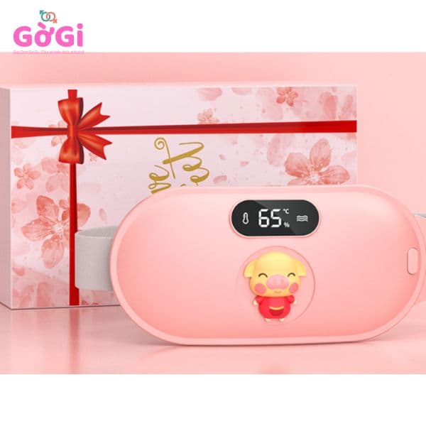 Đai làm ấm tử cung, massage bụng, sưởi ấm giảm đau bụng kinh hình con heo siêu dễ thương (không hộp)
