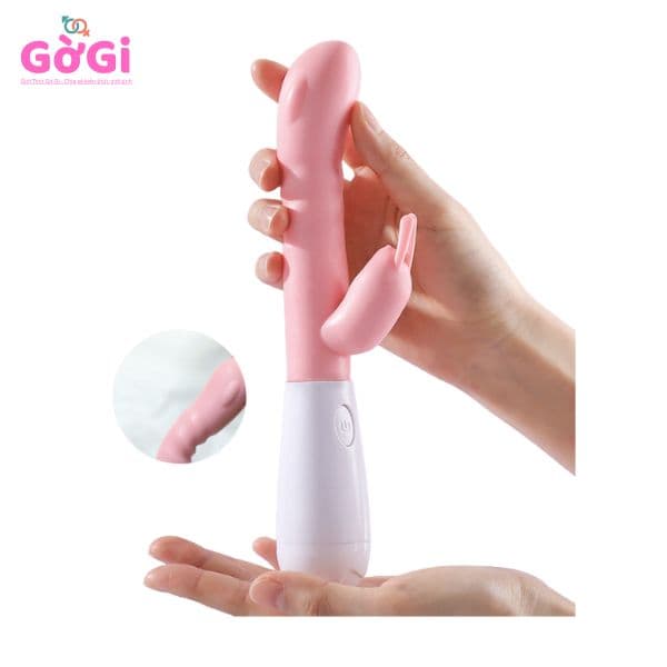 Máy rung hai đầu dùng pin tai thỏ rung mạnh nhiều tần số, mát-xa, đồ chơi tình dục cho nữ